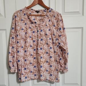 Talbots Floral Blouse in Blue and Brown